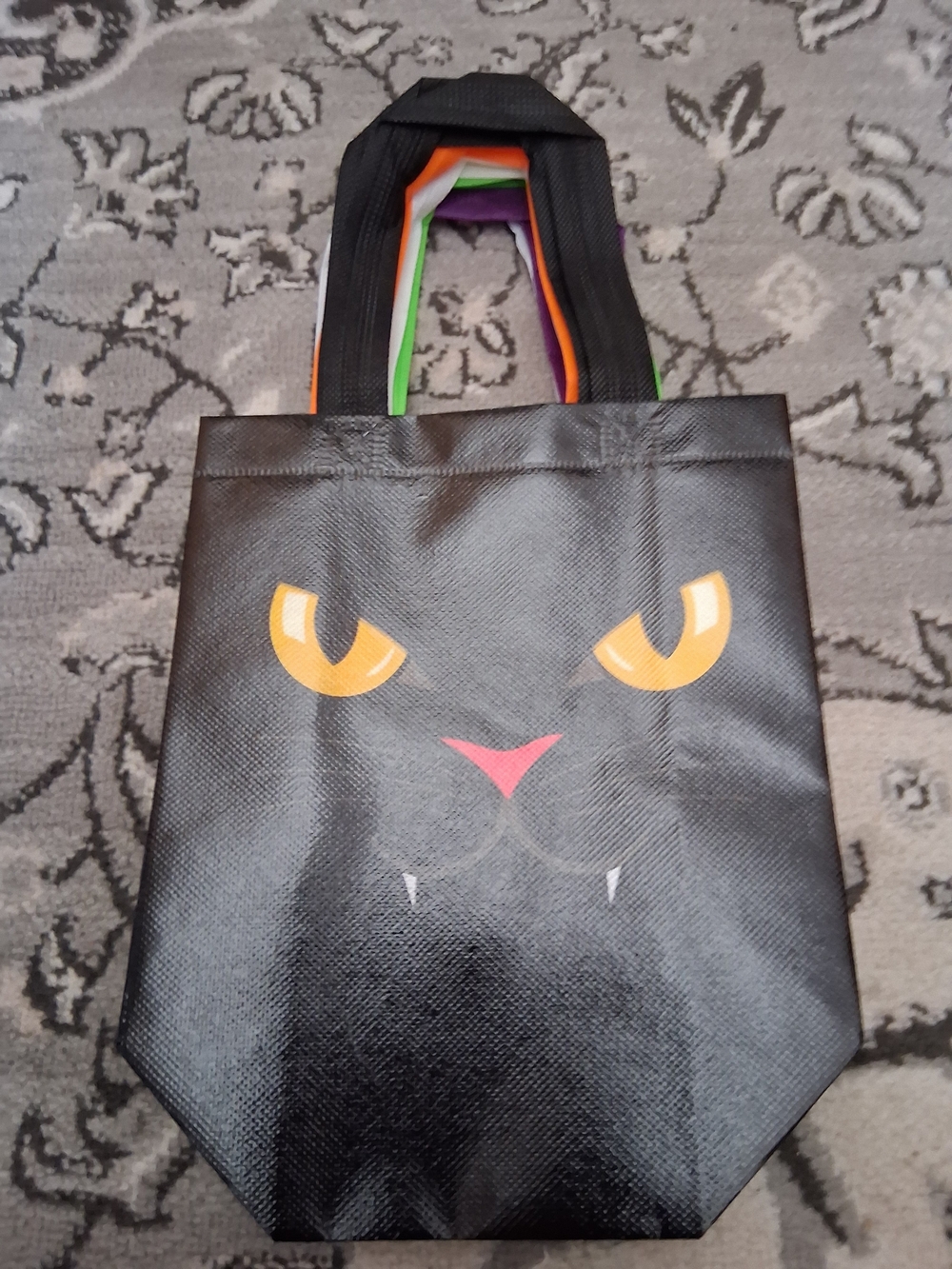 Kids Black Cat Tote Bag with Yellow Eyes